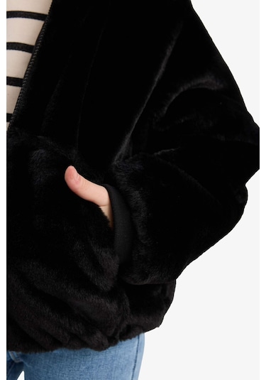 Defacto Kız Çocuk Çift Taraflı Kapüşonlu Mont C5493a825aubk27 Siyah