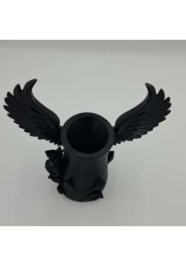 Anka Kuşu 3d Beyaz Vazo Siyah