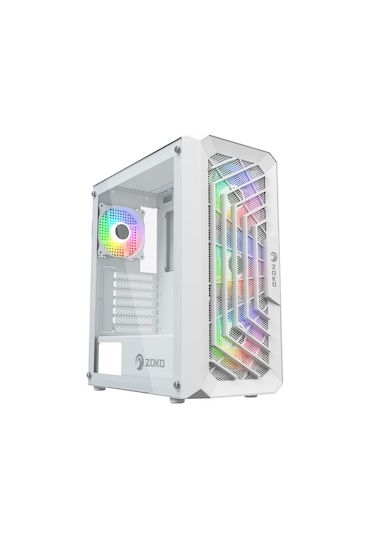 Zoko Chiko White 4x12 CM ARGB Fan Mesh Panel Temperli Cam Bilgisayar Kasası