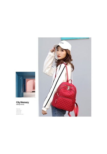 Nakış İpliği Eşkenar Dörtgen Tüm Maç Sırt Çantası Okul Gezisi Kırmızı