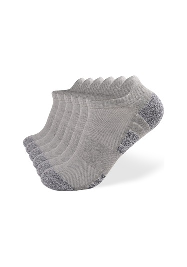 Lemestar Hafif Gri M Beden Spor Çorap, Pamuklu 6 Çift Paket, Banyo Altı Desenli, Elastik Özellikli Açık Gri