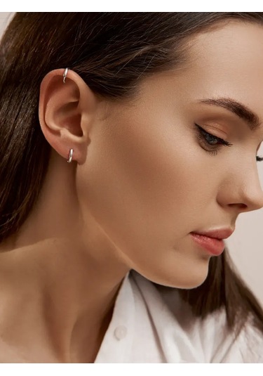 Zoloto Russkih 925 Ayar Gümüşte Tek Kulak Küpe Klik Ses Çıkaran 8 Mm 71923107 Diğer