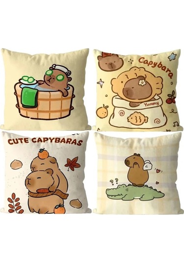 Zyzqstore Sevimli Capybara Karikatür Yastık, Kawaii Çok Renkli Yastıklar, Atmak Kare Yastıklar, Bebek Erkek Kız Çocuklar İçin Çok Renkli