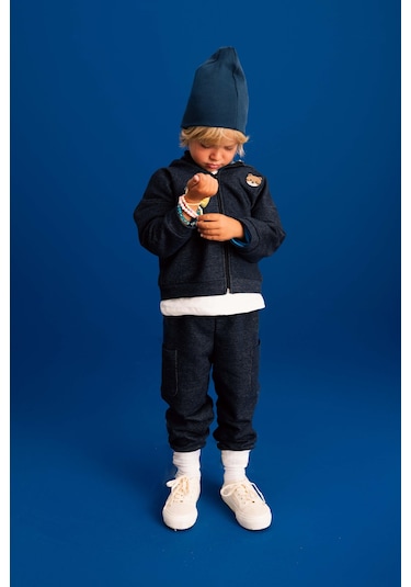 Luess Erkek Çocuk Kot Görünüm 3 İplik Hamster Nakışlı Alt Üst Takım 3-4 Yaş 8-9 Yaş Lacivert