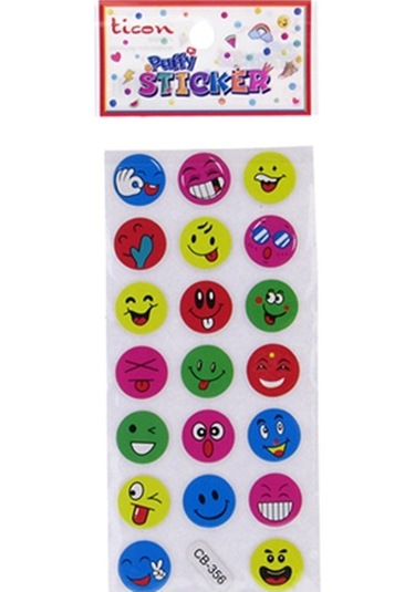 Ticon Sticker Gülen Yüz Renkli - 6 Adet