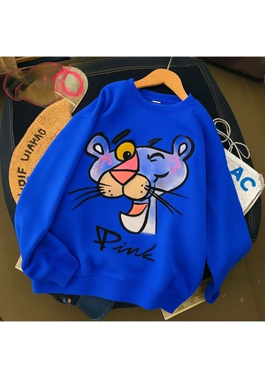 Benroma 3 İplik Penye Pink Baskılı Unisex Sweatshırt Çok Renkli