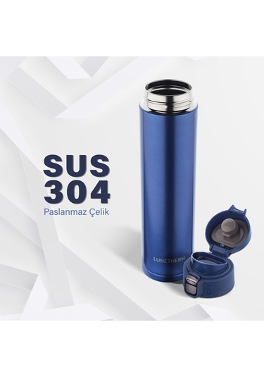 Lunetherm Sızdırmaz Vakumlu Çıft Katmanlı Çelik Termos -Saks Mavi