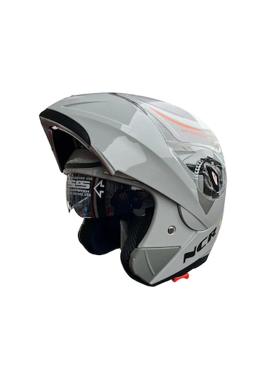 NCR Vizörlü Çene Açılır Motosiklet Kaskı Açık Nardo Gri