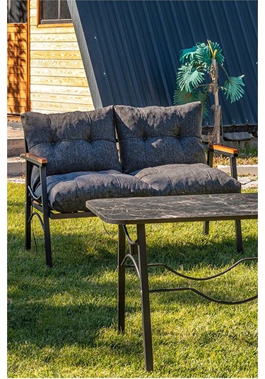 Btkconsept Tarz Model 2+1+1 Masa Bahçe Balkon Takımı Antrasit Gri