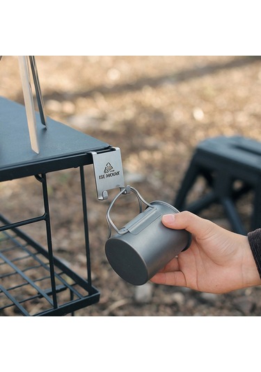 Teltree Kamp Çadırı Çelik Kanca - Stant Gazyakıt/ Bardak Asıcı Aksesuarı - Taşınabilir Masa Kenarı Saklama Gümüş