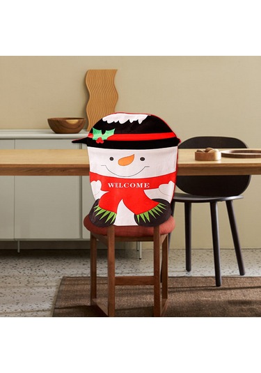 Suntek Noel Sandalye Kapak Dekor Arkalık Ev Partisi Kardan Adam