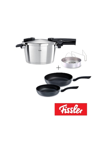 Fissler - Vitaquick Premium 4,5 Litre Düdüklü Tencere + Tava Set