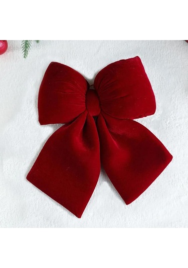 Folinda Noel Dekorasyonu: Bordo Kadife Bowknot, Ağaç Ve Duvar Süsü, 3 Boyut Seçeneği - 1 Adet