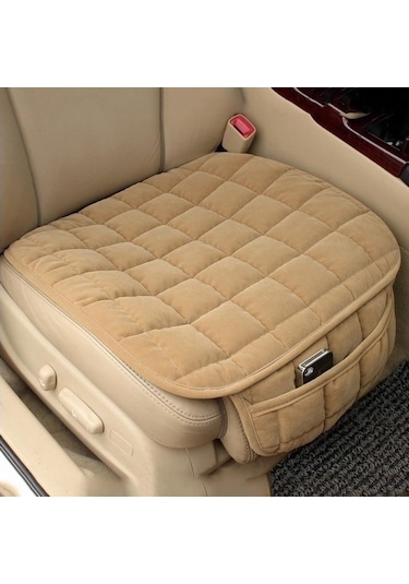 Bej Araba Klozet Kapağı Kış Sıcak Koltuk Minderi Kaymaz Evrensel Ön Sandalye Koltuk Nefes Ped Araç Oto Araba Koltuk Koruyucusu With Pocket