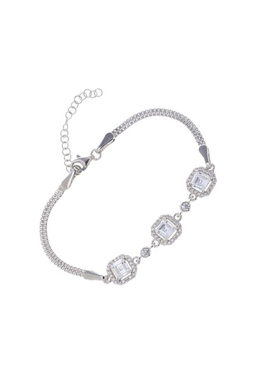 5 Mm Kare Zirkon Taşlı 925 Ayar Gümüş Kadın Bileklik