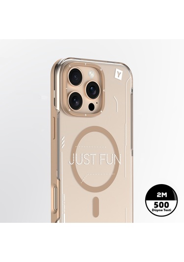 İphone Uyumlu 16 Pro Max Kılıf Magsafe Uyumlu Çıkarılabilir Arka Yüzeyli Youngkit Mecha Kapak Desert Gold