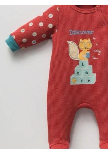 Erkek Bebek Sincap Baskılı Tulum-14943 Kiremit