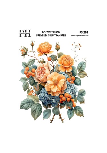 Polyesterhobi Premium Sulu Transfer 25x35 Cm Çiçek Desenli Ps 201