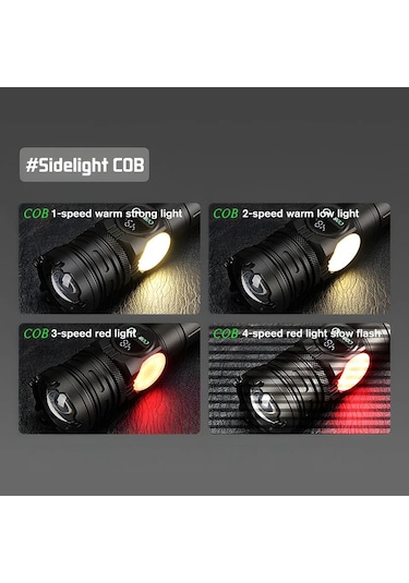 Yüksek Güçlü Led El Feneri Type-c Şarj Edilebilir Alüminyum Torch Açık Built-in 2000mah Built-in 2000mah Çok Renkli