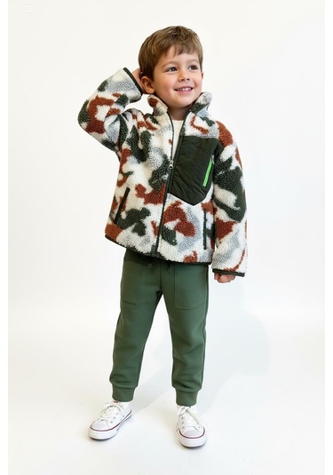 Fermuarlı Polar 3lü Takım Haki