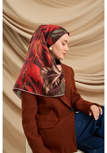 Silk Home Twill İpek Eşarp 11480-42 Mürdüm, Yeşil, Kırmızı, Pudra, Çağla