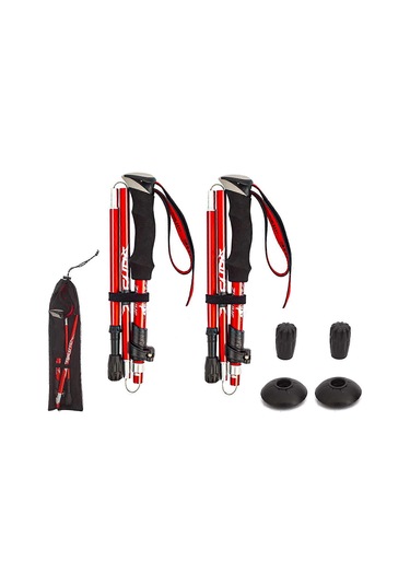 Yürüyüş Bastonları Kadın Erkek Hafif Unisex Aksesuarlarla Birlikte Yürüyüş Bastonları, 2 Adet, Kırmızı Çok Renkli