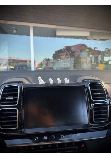 4 Parça Sevimli Köpek Ailesi Dikiz Aynası Süsü - Dekoratif Obje Torpido Süsü Oto Aksesuar