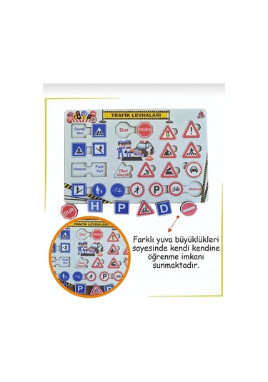 Eğitici Trafik Levhaları Ve İşaretleri - Açıklamalı Ahşap Oyuncak Puzzle