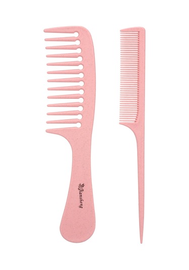 Samdoo Buğday Sapı İki Adet Saç Taraması Seti - Geniş Ve Dar Dişli, Statik Üretmez, Saç Ve Kafa Derisini Korur, Rastgele Renk