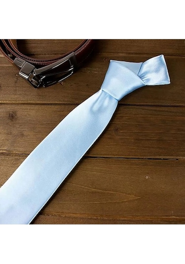 Tezzgelsin Erkek Saten Kravat ve Mendil Set Bebe Mavi Bebek Mavisi