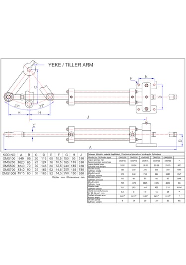 Tekne Hidrolik Dümen Silindiri. Oğuz Marin 500'lük Hidrolik Dümen