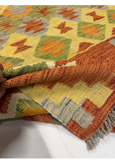 El Dokuma Afgan Kilim 100% Yün Kök Boya Elsanat Eserı Evinize Renk Katacak Çok Renkli