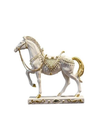 Opulentliving Suntek Doğal Taş At Heykeli Ev Dekorasyonu 19.5x5x18.5cm 19,5cmx5cmx18,5cm