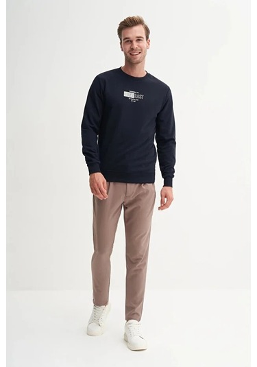 Cazador Slim Fit Mevsimlik 3 İplik Pamuk Karışımlı Sweatshirt-54160 Lacivert