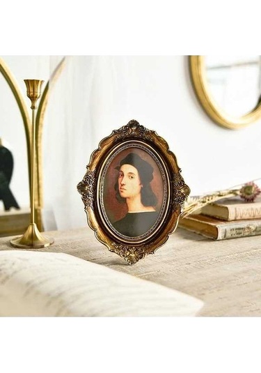 Tongxida Retro Ahşap Ev Dekor Çerçeveleri, 6 İnç Oval