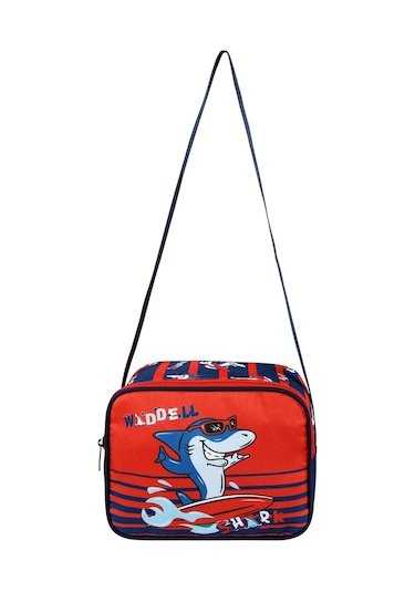 Waddell Lisanslı Lacivert-kırmızı Köpekbalığı Desenli Erkek Çocuk İlkokul Sırt Çantası Ve Beslenme Çantası