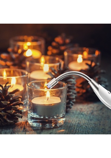 Suofeng Usb Şarjlı 360 Eğilebilir Boyunlu Elektrikli Çakmak - Bbq, Kamp İçin Rüzgar Dayanıklı, Açıcı Fonksiyonlu, Pil Göstergeli Çok Renkli