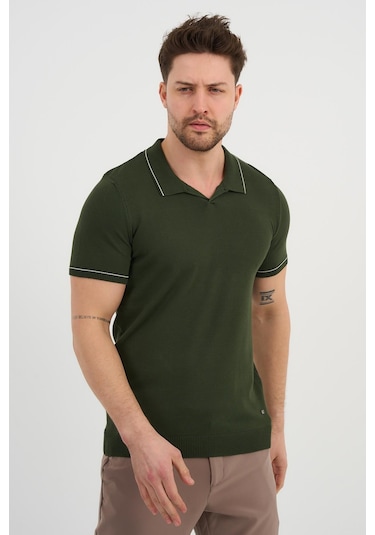 Alexander Gardi Alexandergardı Resort Yaka Triko T-shirt Haki