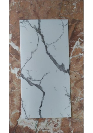60x30cm Shiny Net Gri Mermer Desenli Yapışkanlı Karavan Prefabrik Banyo Wc Duvar Kaplama Paneli