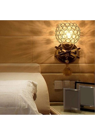 Fortunelane Altın Kristal Duvar Lambası - Yatak/aile/aşçı Odası, E27 Metal-kristal, Gümüşlü, Kaynak Hariç Gümüş