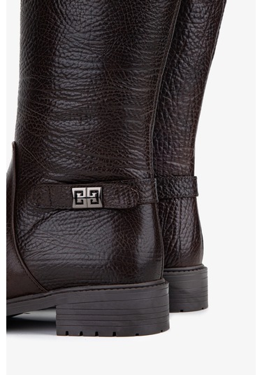 Valmenti Kadın Hakiki Deri Düz Çizme 33 22035 Bn Czm Sk25-26 Kahve Royal Kahverengi