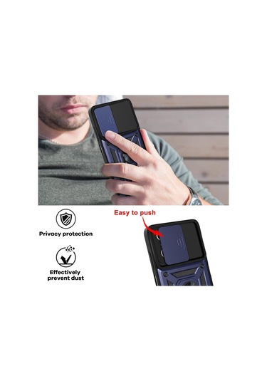 Xiaomi Redmi Note 13 Pro 4g Kılıf Kamera Koruma Sürgülü Antishock Magnetic Yüzüklü Standlı Kapak