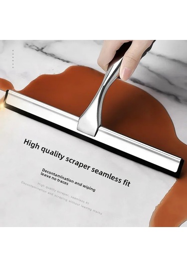 Teltree Ev Ve Ticari Kullanım İçin Paslanmaz Çelik Cam Silici, Tek Taraflı Temizleme, Özellikli Kollü Ve Özlü Lastik Ucu + Kareli Yapıştırıcı Kanca Diğer