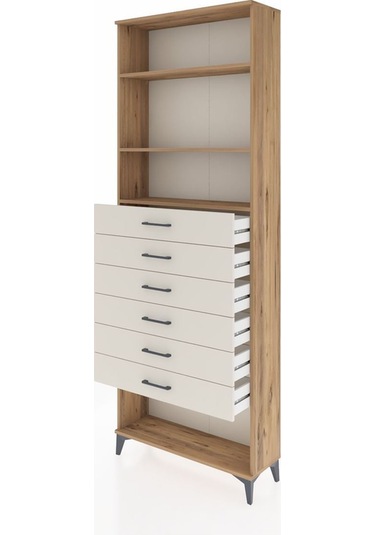 Arges Dolap 3 Raflı 6 Çekmeceli 88x30x243 Çam-aytaşı Atlas Çam