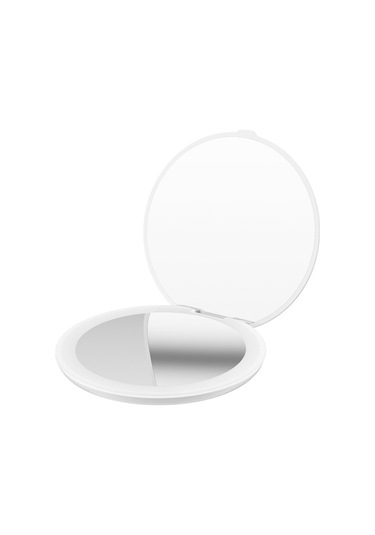 Vkemall Taşınabilir 16 Led Büyütmeli Makyaj Aynası, Katlanabilir, Type-c Şarj Edilebilir, Doğal Işık Simülasyonu Beyaz