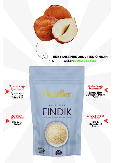 Nutelier Kavrulmuş Kıyılmış Pirinç Fındık 500 G