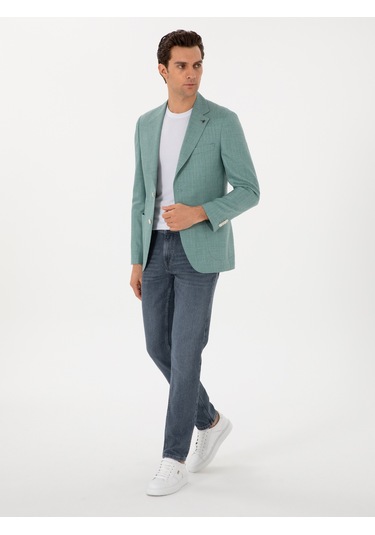 Cacharel Mint Slim Fit Yün İpek Karışımlı Blazer Ceket Mınt