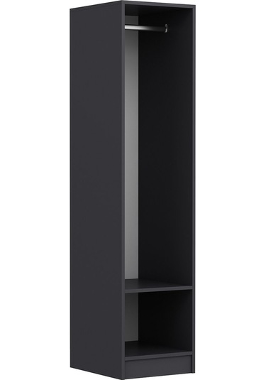 Minar Kale 1 Kapaklı Dolap Çizgili Mebran 190cm - Antrasit/kumtaşı - Askılıklı Çok Renkli