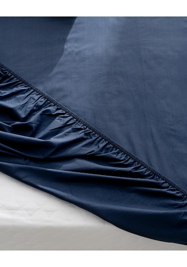 Manon Tek Kişilik %100 Pamuk Ranforce Lastikli Çarşaf - Lacivert Lacivert
