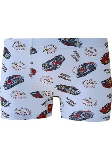6Lı Erkek Çocuk Renkli Desenli Baskılı Boxer Külot